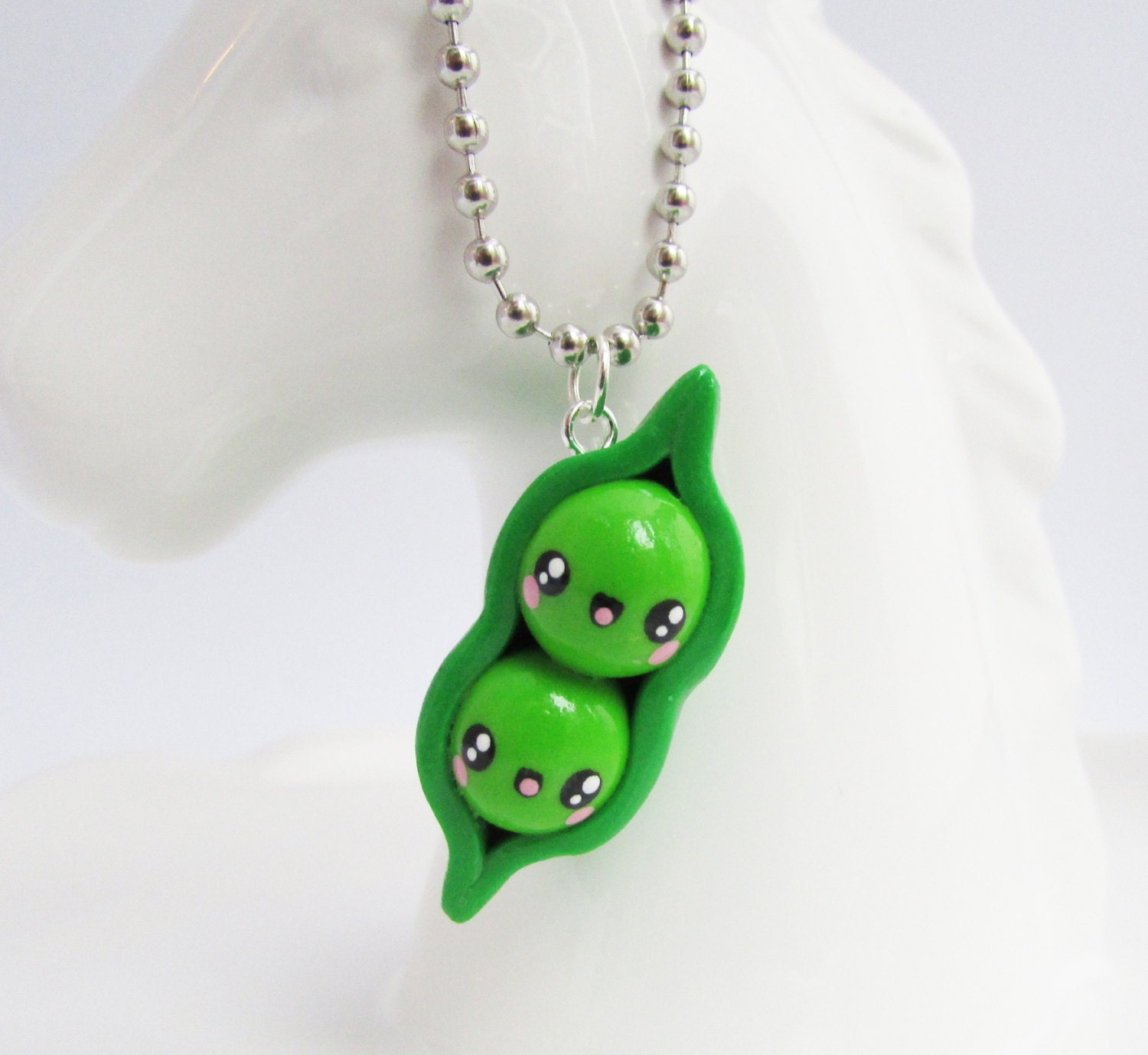 Peas in a pod charm Two peas in a pod Pea pod charm Polymer
