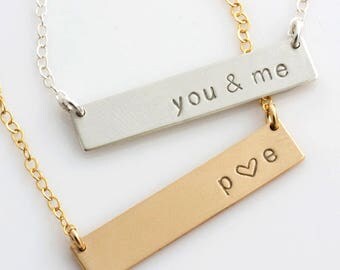 Personalized Bar Necklace, Personalized Nameplate Necklace, Gold Bar Necklace for Her, Gift for Her, Gold Silver Bar, LEILAjewelryshop, N220