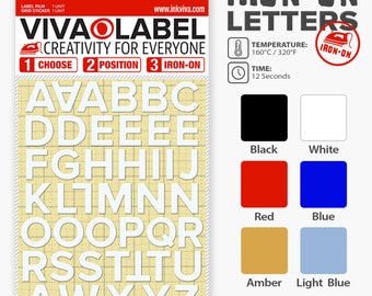 Inkviva 3D Iron On Letters Alphabet Heat Transfer Label Name Appliqué Set -Half Inch -12mm