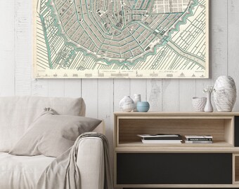 Old Amsterdam Map| Amsterdam Maps| Amsterdam| Amsterdam City Map| Amsterdam Print| The Netherlands| Holland Old Map| Low Countries| AMC031