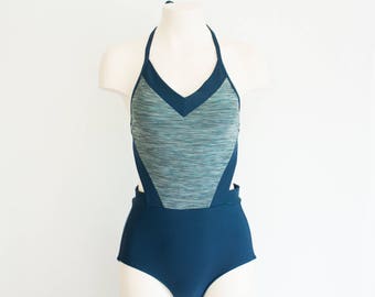 One Piece Swimsuit: High Waist Swimsuit, High Waist Bikini, Green Swimsuit, Halter Swimsuit, Green Monokini, Green Bodysuit, Festival Bikini