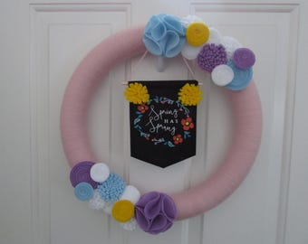 Spring Yarn Wreath, Easter Yarn Wreath, Everyday Yarn Wreath, Spring Wreath, Easter Wreath, Easter Decor, Hoppy Easter, Spring Decor