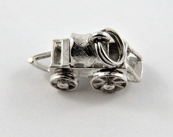 Covered Wagon with Hitch Sterling Silver Charm or Pendant.