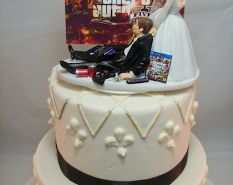 GAME OVER PlayStation Funny Wedding Cake Topper Video Game