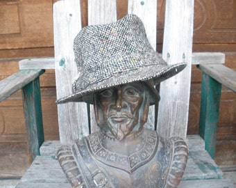 L.L. Bean men's tweed hat- wool fedora- winter walking hat- size 7 Irish woolen hat