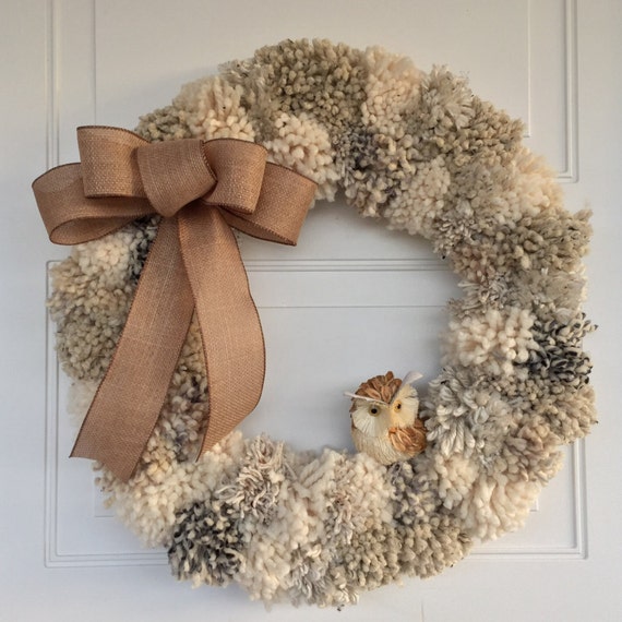Winter Wreath Owl Wreath Winter Owl Wreath Wool Wreath