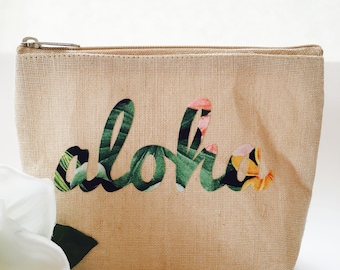 Hawaii Aloha Pouch ~ Aloha Case ~ Hawaii Pouch ~ Aloha Make-Up Case ~ Hawaiian Print Pouch ~ Hawaii Cosmetics Bag