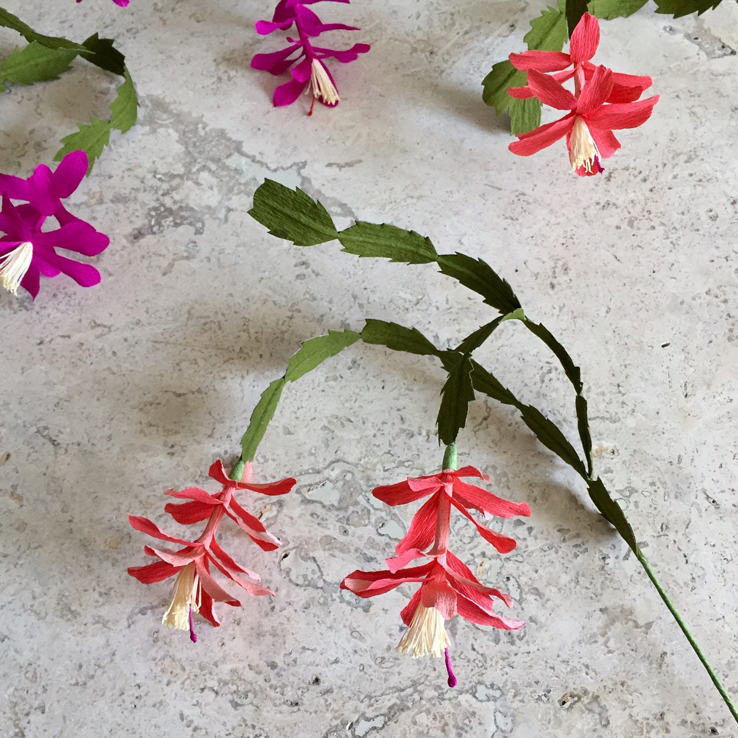 Crepe Paper Christmas Cactus Double Bloom Wedding Flowers
