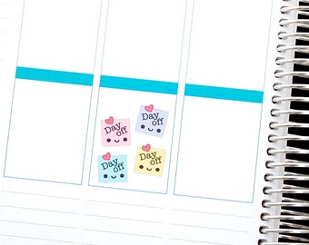 Happy Day Off Reminder Tracker Cute Kawaii Planner Stickers for Erin Condren Midori Mambi Kate Spade A6 Personal Funny Work Holiday Vacation