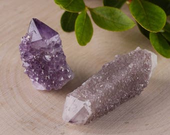 Two Pieces SPIRIT QUARTZ Clusters - Purple Amethyst Quartz Crystals - Great for Spirit Quartz Necklaces & Quartz Jewelry Making E0005
