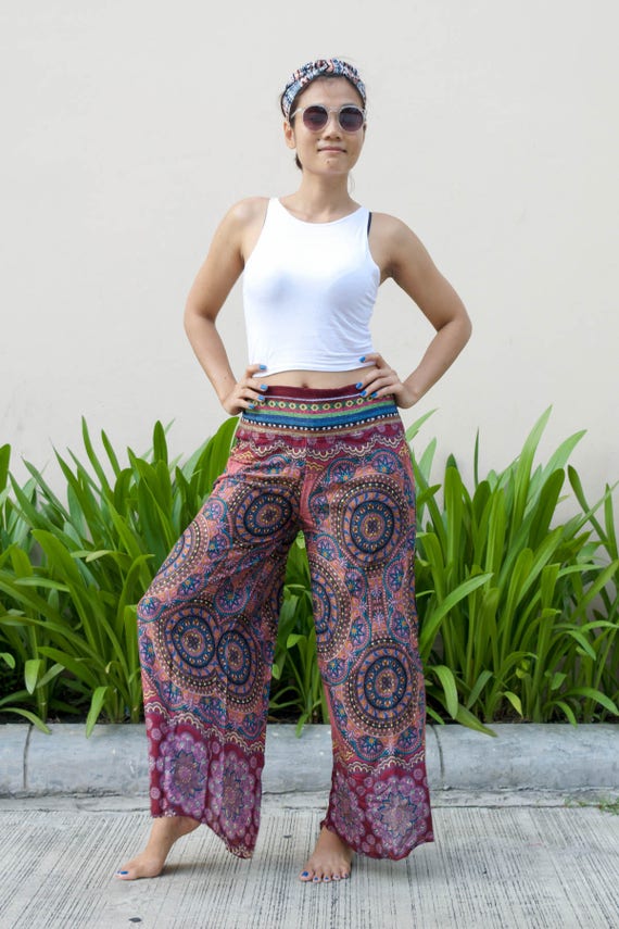 Women's Boho Flare Pants Palazzo Pants Thai Pants Bohemian