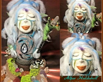 Felted Spirit Medicine Doll- GRÓA a Seeress in Norse , Álfur- Huldufólk ( Hidden People) Oppener of Hulduhóll-SOLD, Example for order