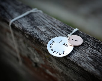Semicolon Necklace, Hand-Stamped "I am..." Semicolon Necklace, Suicide Prevention Awareness