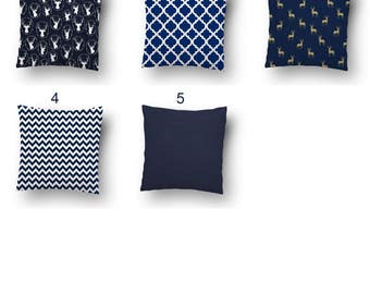 Super Special Summer SALE! Throw Pillow Covers - Navy Pillow Covers, Navy/White, Pillow Covers 20X20, 16 x 16, 18 x 18, 24 x24, InvisibleZip