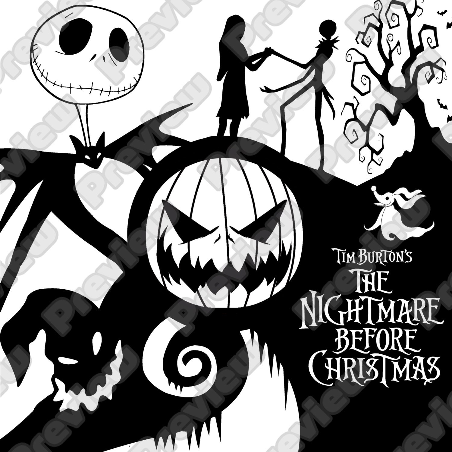 Download Nightmare Before Christmas Decal Shirt or Wall Art