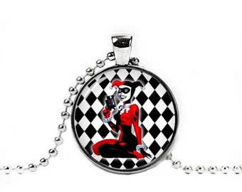 Harley Quinn Necklace Pendant Harley Quinn Geeky Jewelry Cosplay Fangirl Fanboy