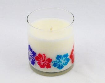 Tropical, Scented Candles, Beach Decor, Soy Candles Handmade, OOAK, Summer Decor, Gift Ideas, Travel Gift, Hibiscus Flower,