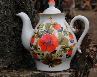 Teapot Vintage flower Porcelain Teapot Retro Teapot Soviet Teapot USSR Porcelain Ceramic Teapot flower Teapot flower décor shabby chic