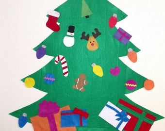 Felt Christmas Tree - Sewn and Hand Cut NO GLUE!!! Perfect for Toddlers and Preschoolers