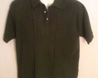 Men's short sleeve green sweater Roos Atkins California vintage