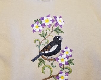 embroidered colorado state bird lark bunting state flower columbine jerzees sweatshirt