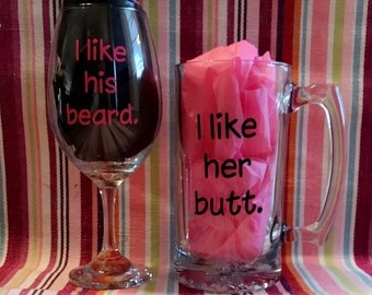 I like his beard, I like her butt Oversized Glasses & Mugs