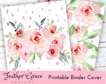 Binder Cover | Printable Binder Cover SET | Pink Roses | Binder Cover | U.S. Letter Binder | Instant Download | Printables