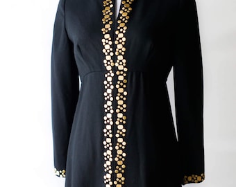 60s Black and Gold Dress / Vintage Black Dress with Gold Detail 1960s / Vintage Formal Dress / Women's Clothing / Vintage Clothing