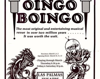 Mystic Knights of the Oingo Boingo - Original Las Palmas theatre poster for the show that never happened.