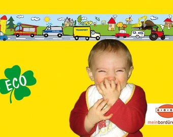 ECO kids trim: cars - borders for children, border for allergy sufferers, wall border, nonwoven, wall trims, vehicles
