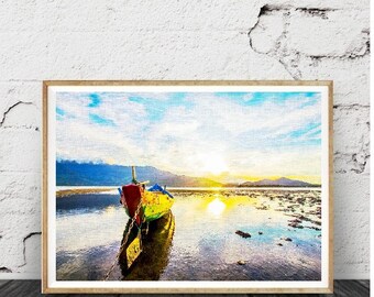 Ocean Beach Water Wall Art, copie imprimable moderne plage, sable, vagues, abstrait photographie en couleurs, côtière,