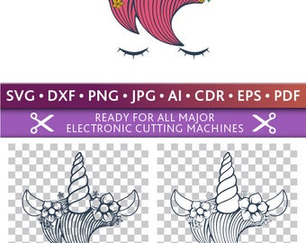 Unicorn Svg Unicorn Face Svg Unicorn Silhouette Svg Unicorn Cut Files for Silhouette Studio Cricut ScanNCut Svg Dxf Jpg Png Eps Pdf Ai Cdr