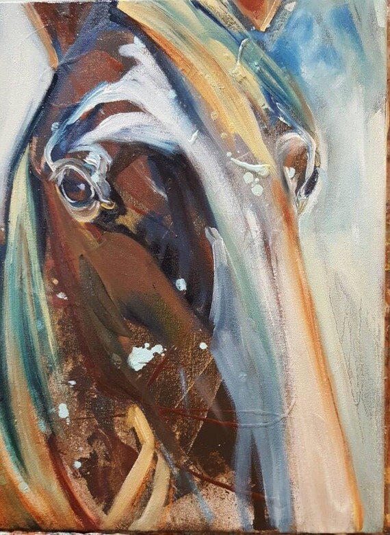 Abstract horse oil painting horse artwork by FreeReinArtStudio