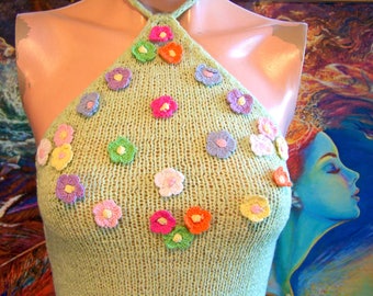 Halter Top, Crochet Halter Top, Crochet Top, Spring Top, Summer Top, size S