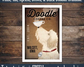 FREE CUSTOMIZATION Goldendoodle Labradoodle Beer Wine Tea Martini Coffee & More Company Sign Archival Giclee Print