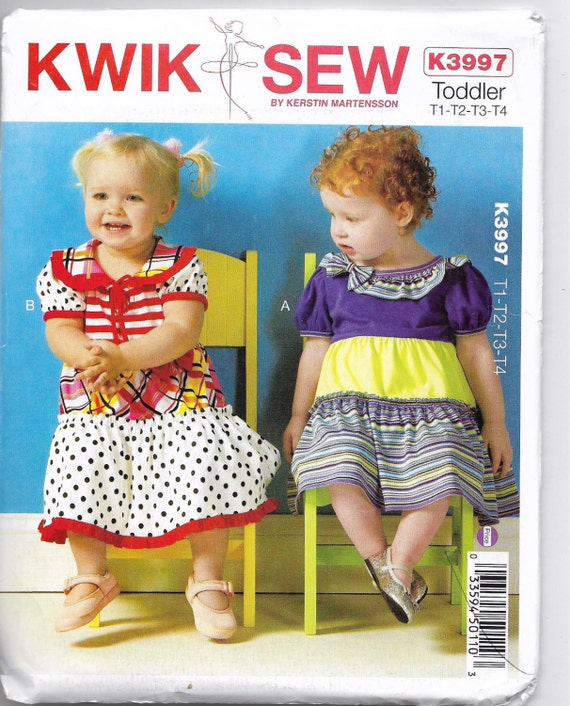Uncut, Toddler Size 1, 2, 3, 4, Sewing Pattern, Kwik Sew 3997, Girl ...