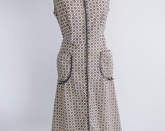 As Is - Zip Front Feed Sack Dress- Sz L