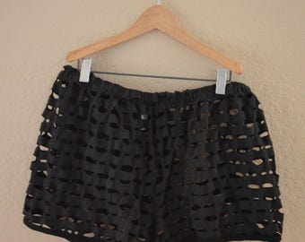 Vintage 90s Mesh See-Through Peek a Boo Black Shorts