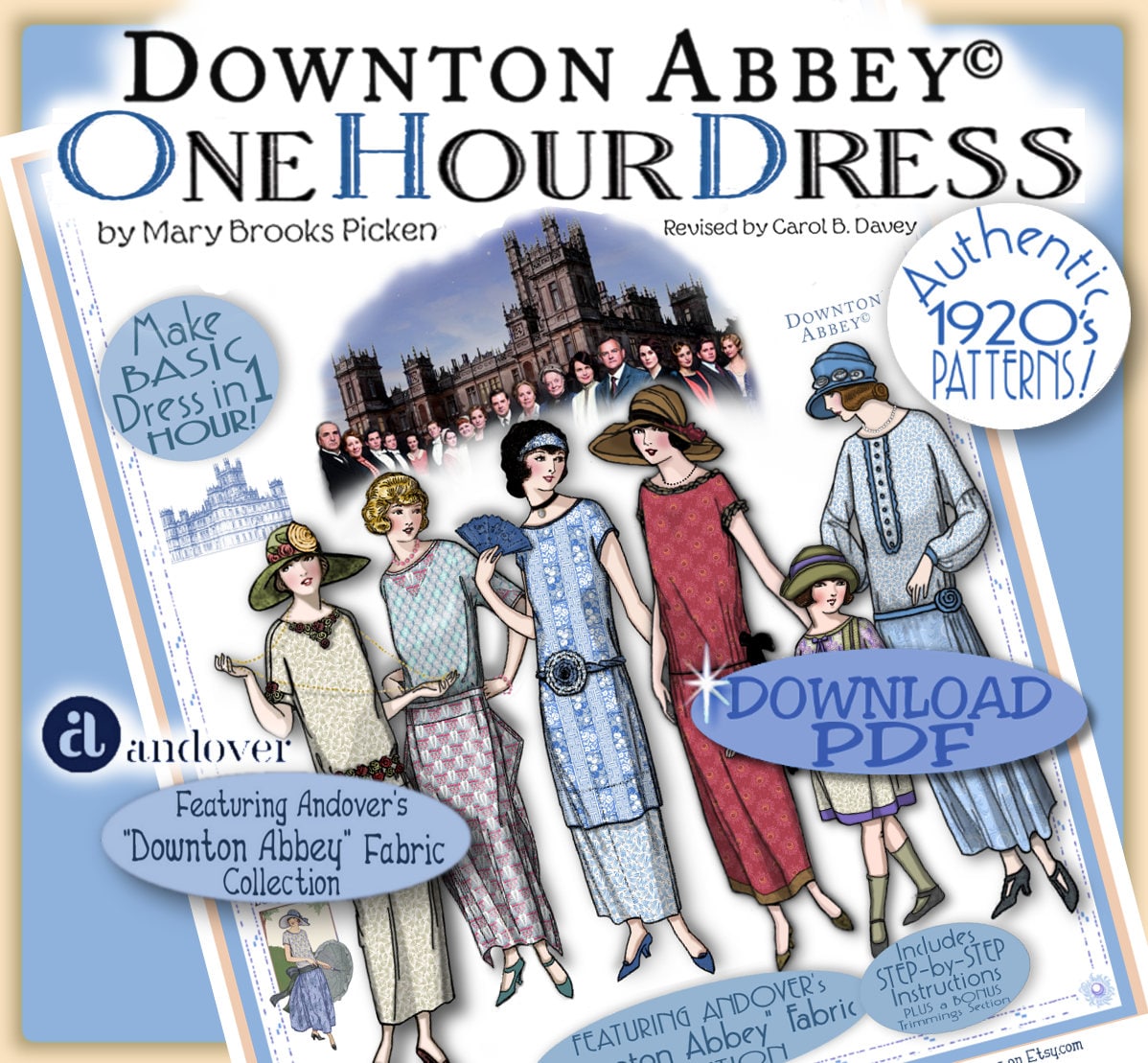 DOWNTON Abbey Dress Pattern 1 Hour Dress Pdf Booklet Pdf