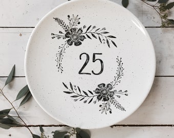 1013ann-25 Non Personalized 25th Anniversary Serving Platter, Hand Painted 25th Wedding Anniversary Serving Platter, 25th Anniversary Gift