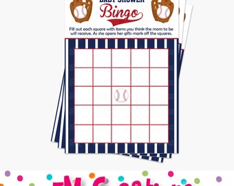 Baseball Bingo Card - Baseball Printable Party Game - Baseball Baby Shower Game- Printable Baby Shower Game Card - Instant Download - PDF