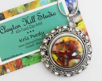 Crystal PenDot Necklace - fused glass
