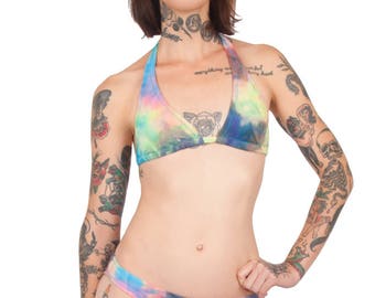 Rainbow Tie Dye Bikini Top