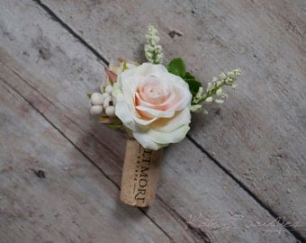 Peach Garden Rose Boutonniere peach buttonhole | etsy Peach Garden Rose Boutonniere peach buttonhole | etsy