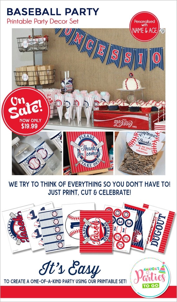 Baseball Birthday | Baseball Party Printable | Baseball Decorations ...