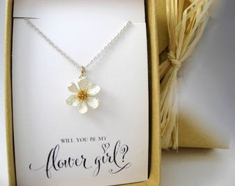 Flower Girl Gift, Flower Girl Necklace, Flower Necklace, Will you be my Flower Girl? Flower Girl Proposal, Thank you for being my Flower gir