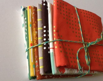 DESTASH, Cotton and Steel Fat Quarter Bundle , 18x22 Fabric, 8 Fat Quarters