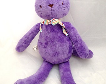 purple kitty cat stuffed animal plushie - soft, washable