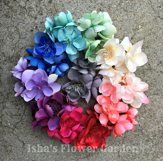 Colorful Ranunculus hair flower clip trio by IshasFlowerGarden