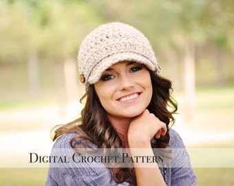 Crochet Pattern / Crochet Hat Pattern / Brimmed Hat Pattern / Crochet Newsboy Hat Pattern / Beanie Hat Pattern / Womens Hat Pattern